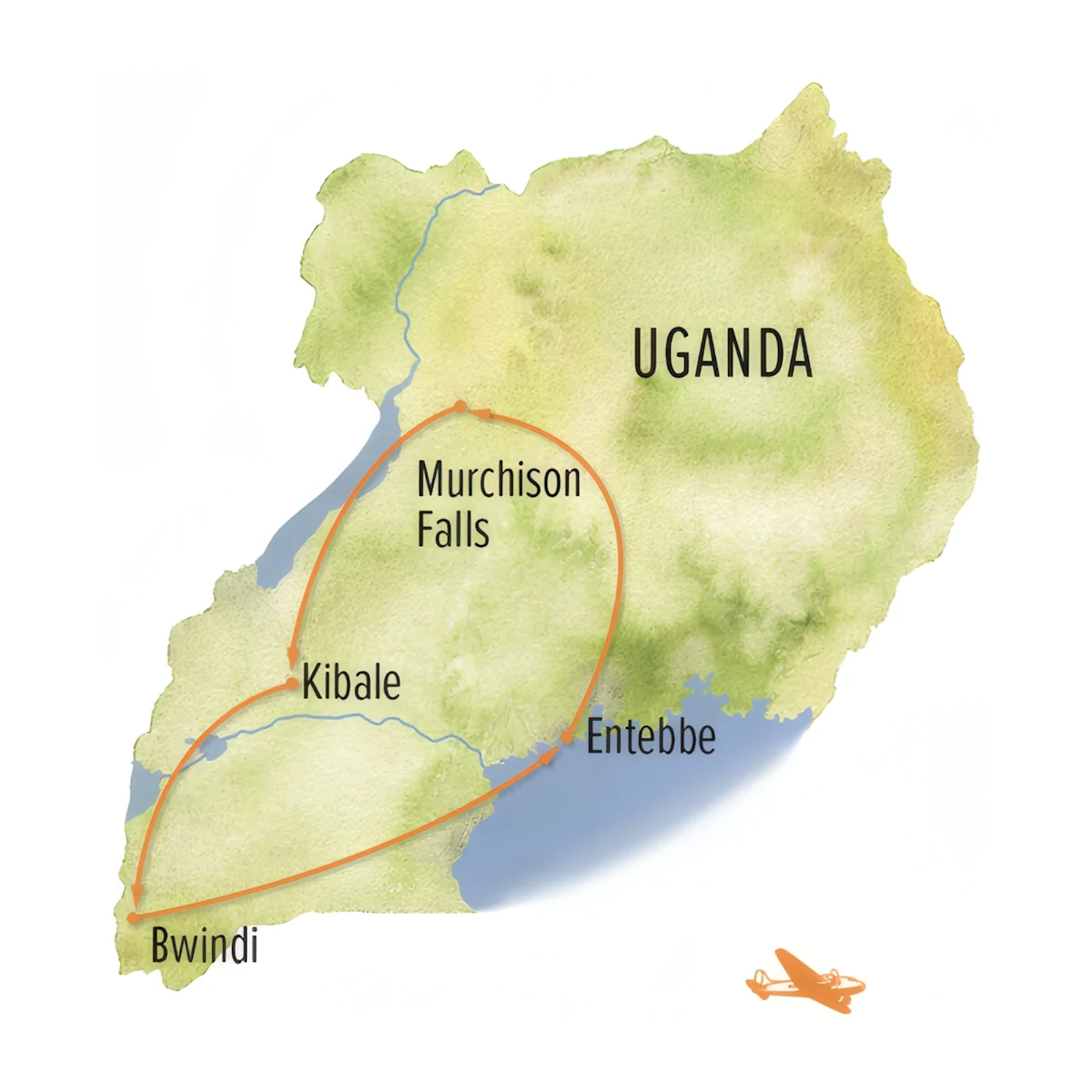 Trip map for The Great Uganda Gorilla Safari