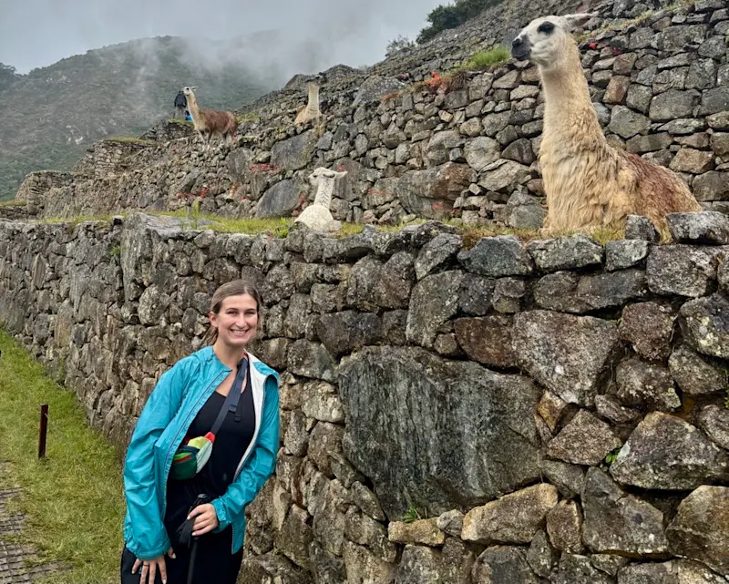 Collecting passport stamps and llama selfies, Machu Picchu, Peru.