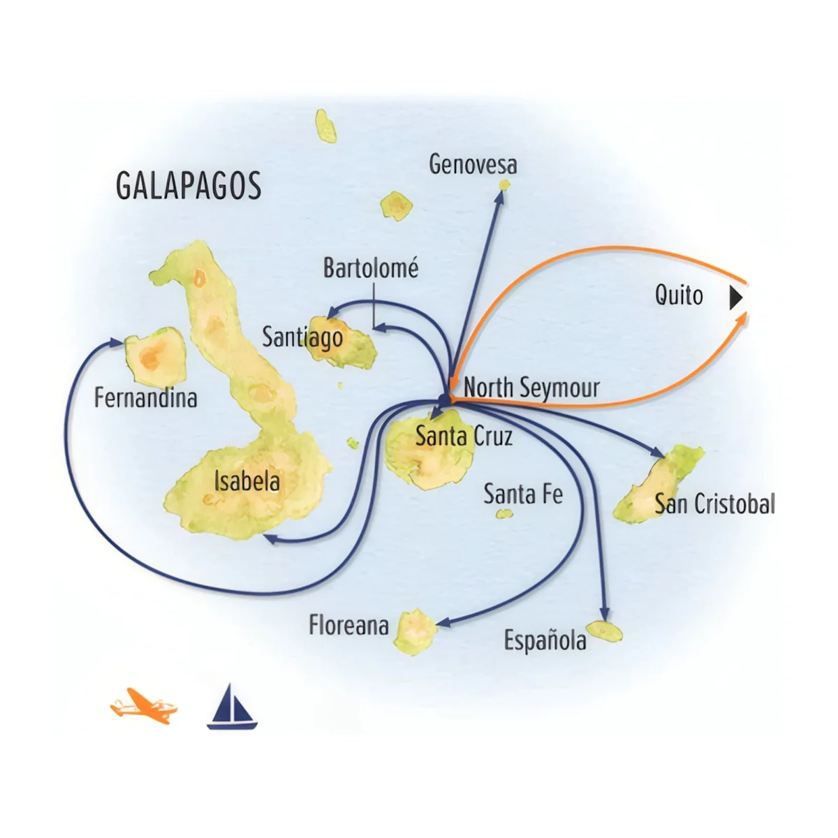 Trip map for Galapagos by Catamaran: An Intimate Voyage