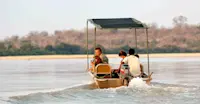 Boat ride at Rufiji River, Selous Game Reserve, Tanzania.