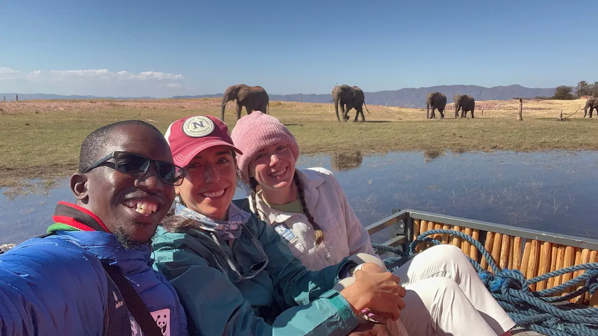 Enjoying the company of the elephants near Lake Kariba, Zambia.