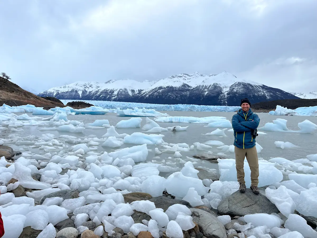 Taking a moment to view Perito Moreno on a private boat tour in Argentina. 