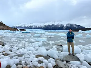 Taking a moment to view Perito Moreno on a private boat tour in Argentina. 