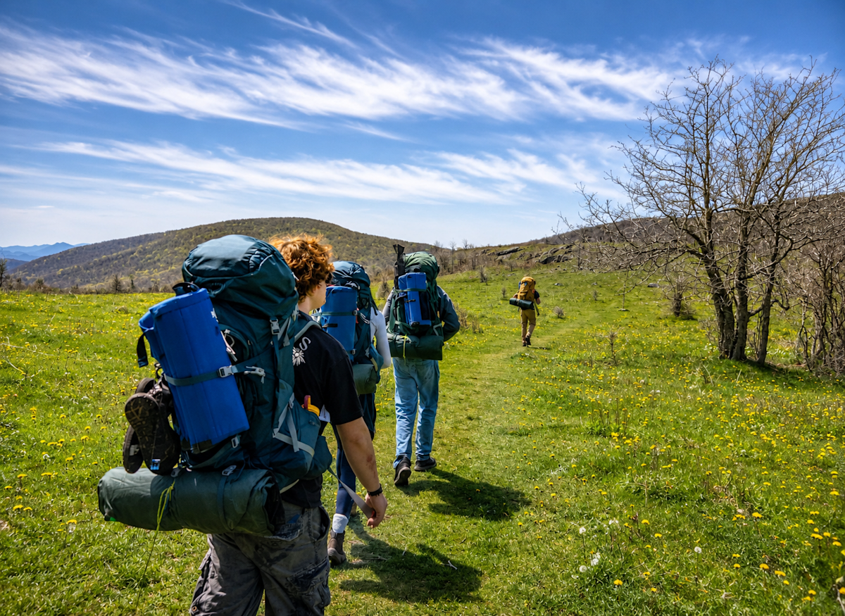 Backpacking the Appalachian Mountains in Whitetop, Virginia.