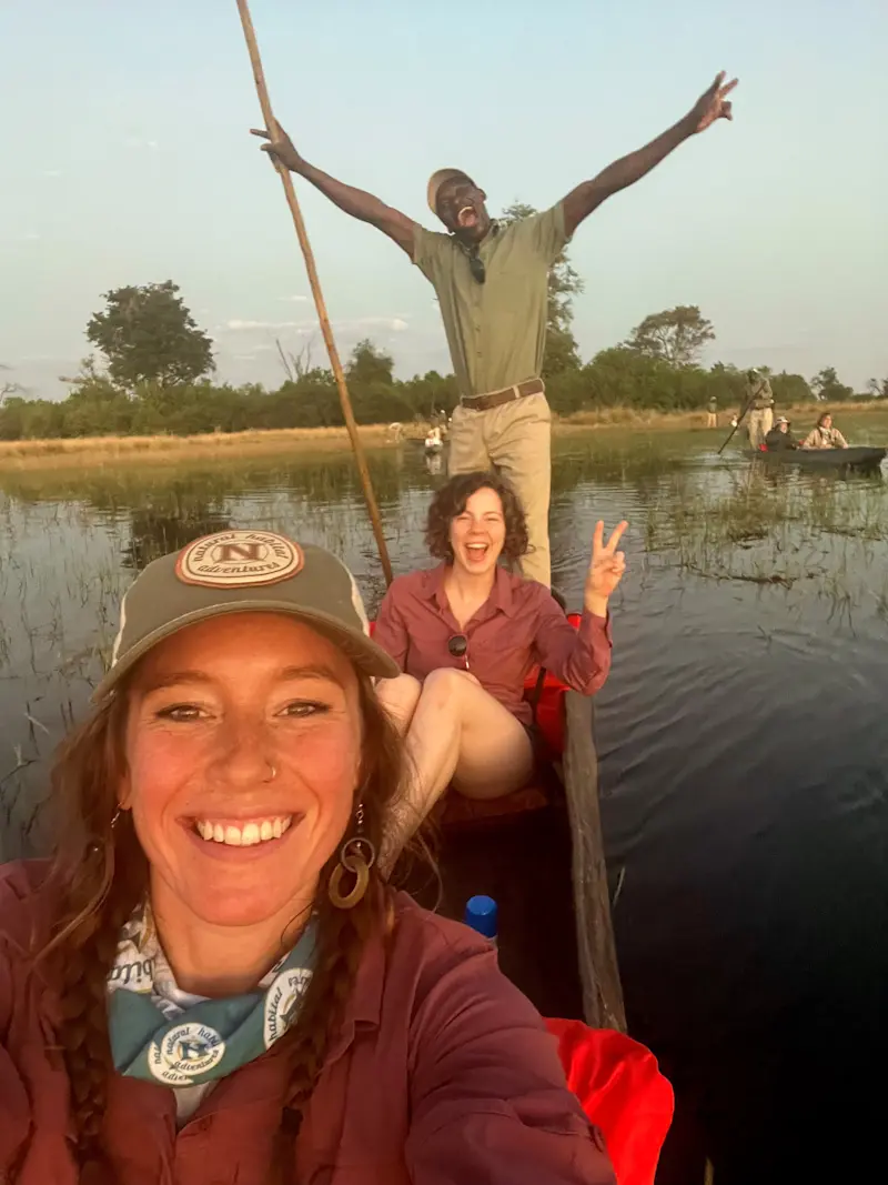 A peaceful ride through the Okavango Delta at Nat Hab's Explorer Camp in Botswana.