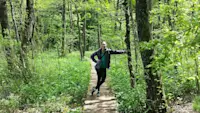 Hiking through Plitvice National Park in Croatia.