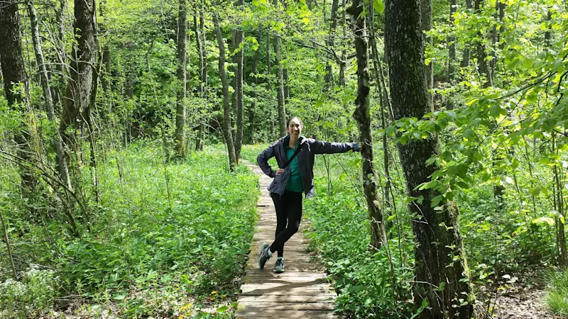 Hiking through Plitvice National Park in Croatia.