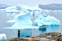 Checking out some glaciers off the coast of Tinit in Greenland.
