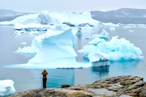 Checking out some glaciers off the coast of Tinit in Greenland.