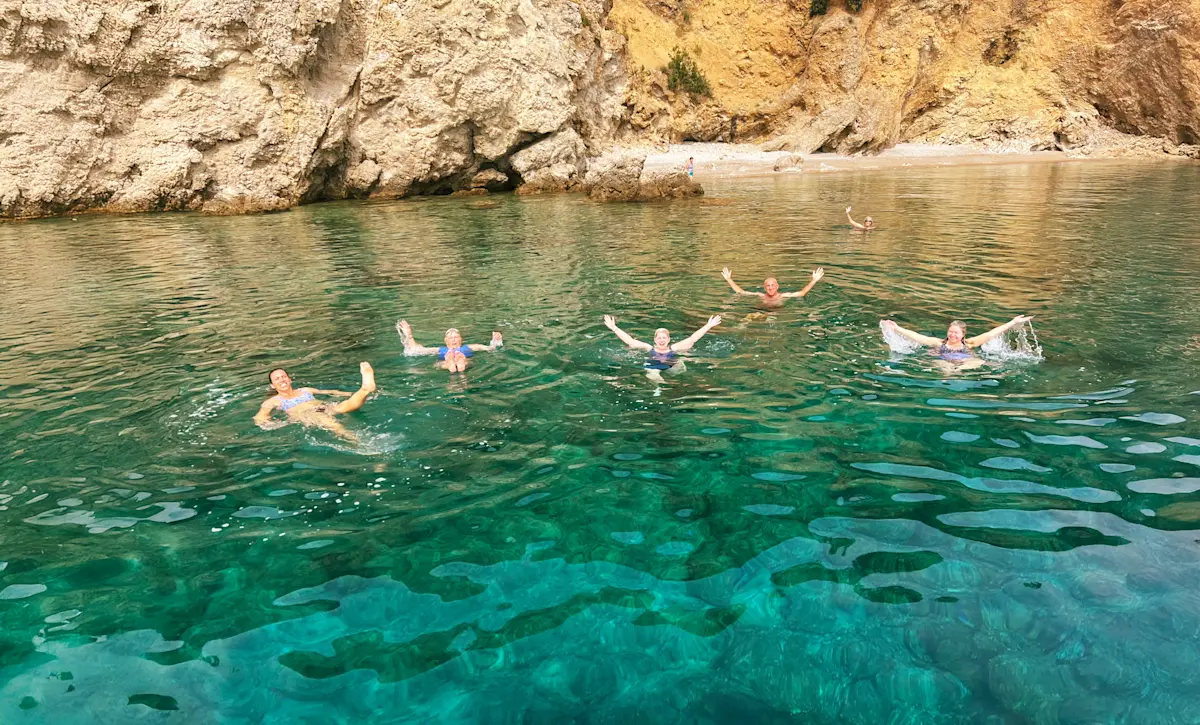 Nat Hab guests swimming in the Adriatic Sea, Croatia.