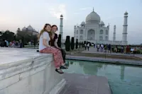 Visiting the Taj Mahal, India.
