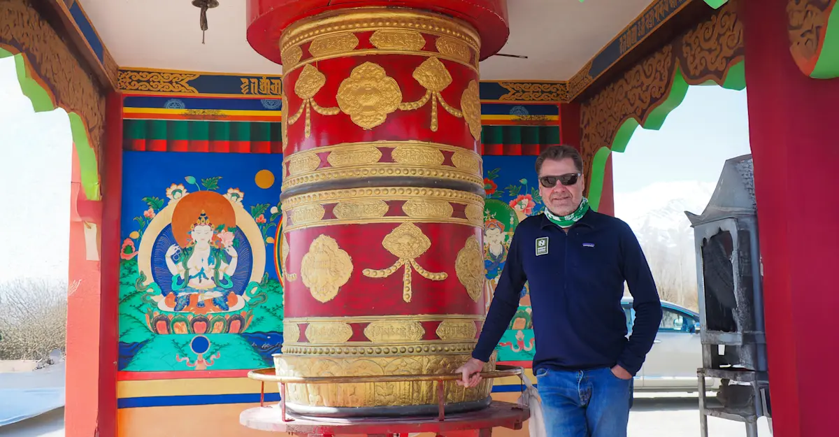Nat Hab staff at a Tibetan Buddhist Monastery, Ladakh, India.