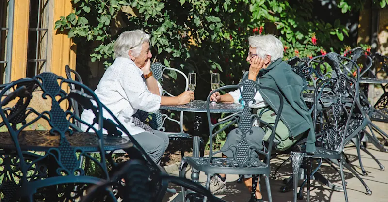 Hidcote Gardens patio, Chipping Campden, England.