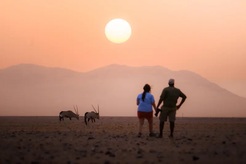 With oryx in Namibia.