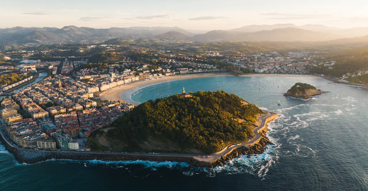 La Concha Bay and the city of San Sebastián, Basque, Spain.