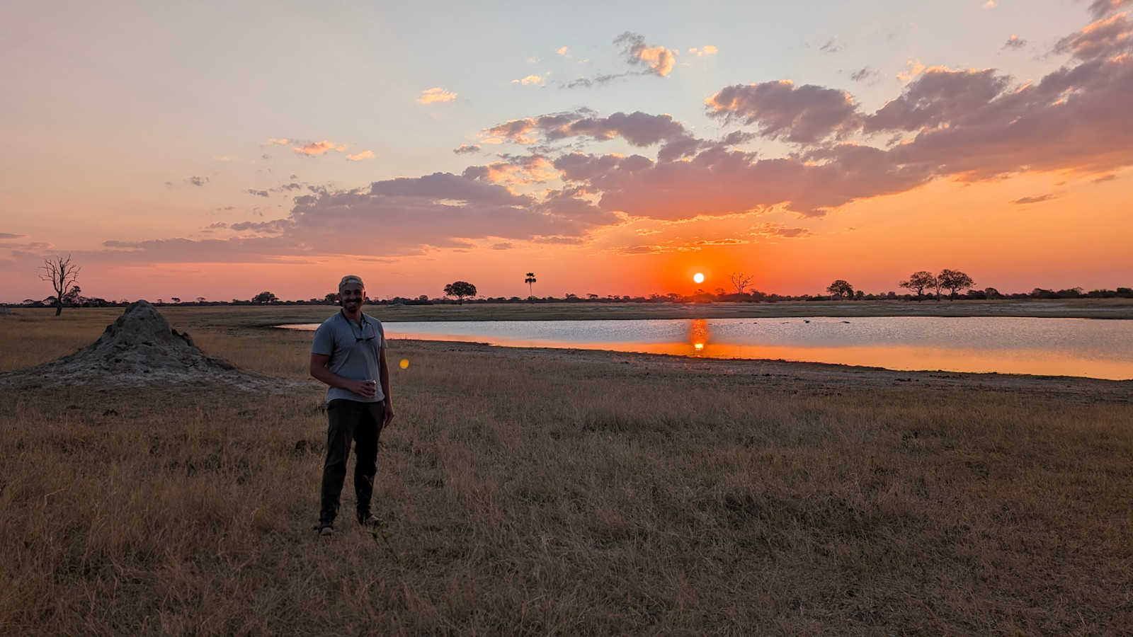 Hwange National Park sunset in Zimbabwe.