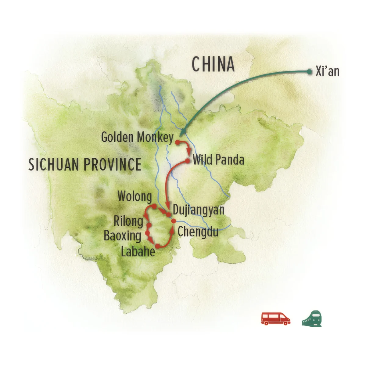Trip map for Wild China Photo Expedition