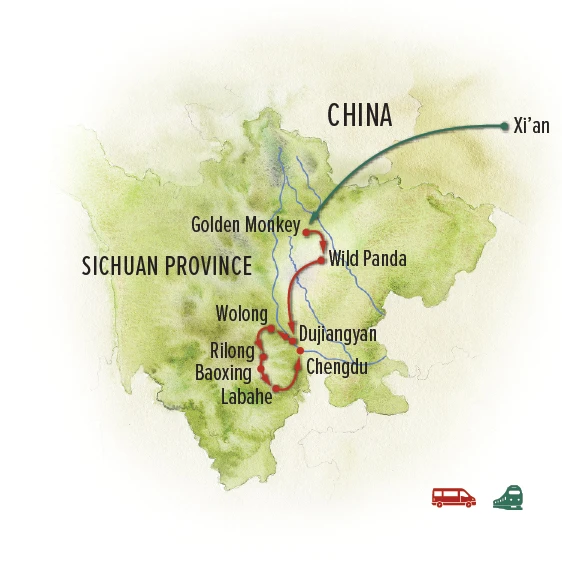 Trip map for Wild China Photo Expedition