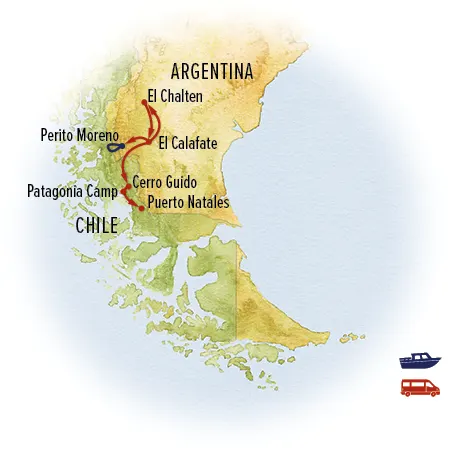 Trip map for Wild Patagonia Photo Expedition