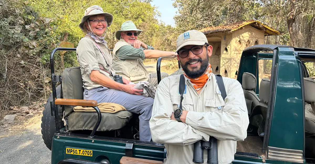 Nat Hab guests and Expedition Leader, India.