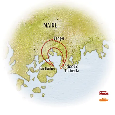 Trip map for Exploring Wild Wonders of Maine’s Acadia