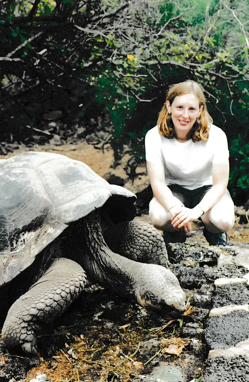 On the Nat Hab trip where I got to experience the giant tortoise in the Galapagos. 