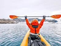 Kayaking in the Weddell Sea in Antarctica.