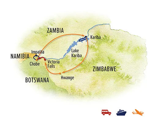 Trip map for Southern Africa Odyssey