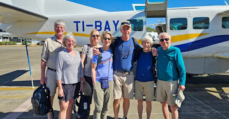 Nat Hab guests, private charter plane, Costa Rica.