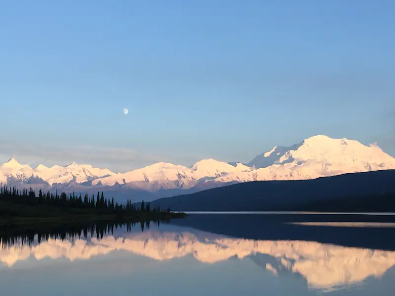  A bike ride to Mirror Lake in Denali National Park for beautiful views, Alaska.