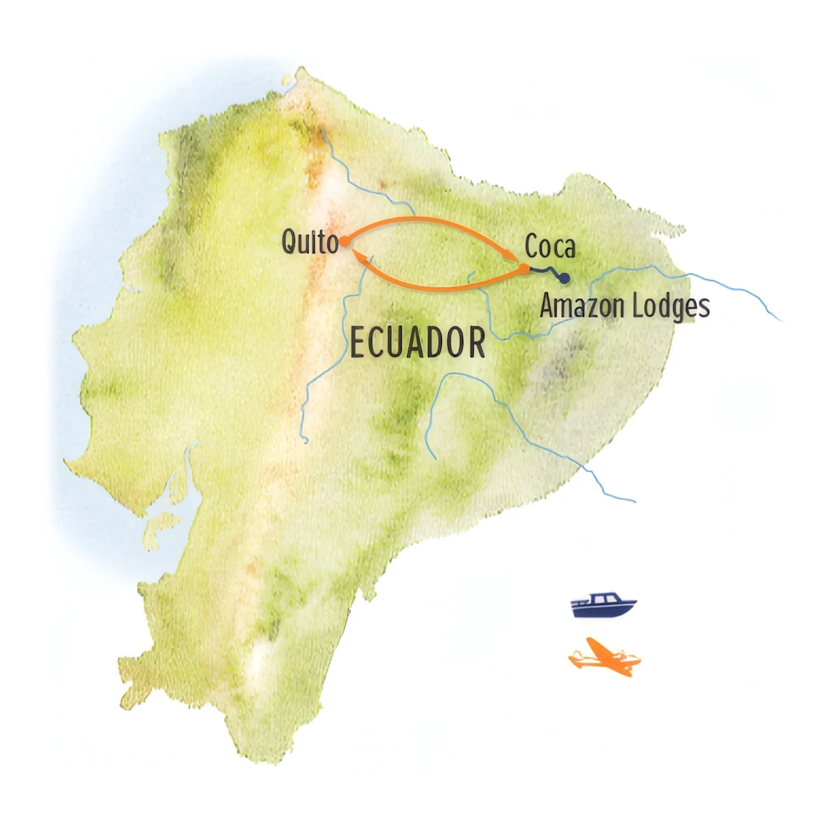 Trip map for Amazon Lodge Pre-Trip Extension