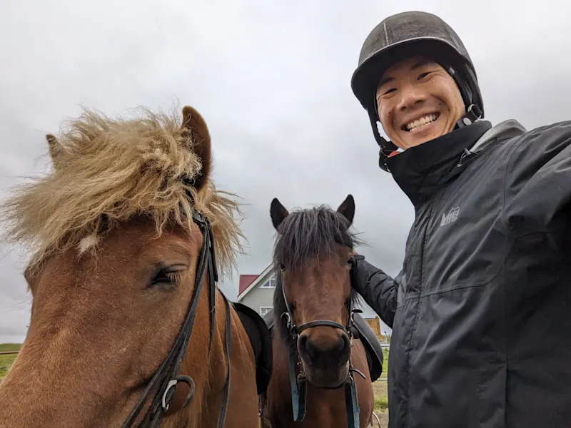 Photoshoot after a horseback riding tour in Myvatn, Iceland.