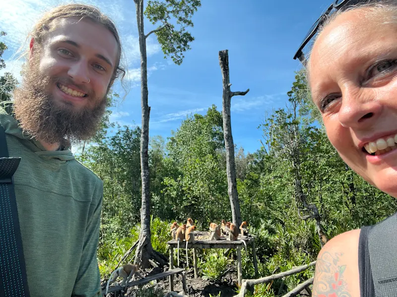 Hanging out with the proboscis monkeys in Borneo.