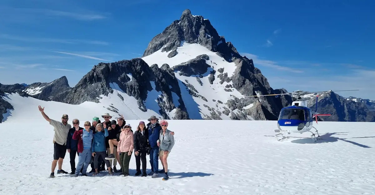 Scenic helicopter flight with Tutoko Glacier landing, New Zealand.