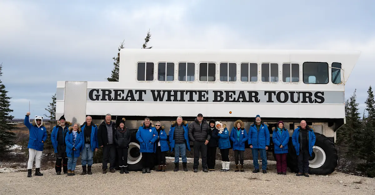 Dressed up in my polar bear onesie for Halloween during our group photo on expedition in Churchill, Manitoba.