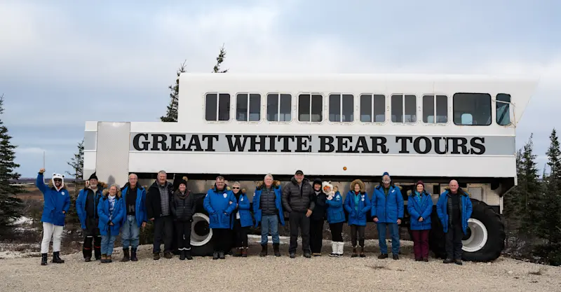 Dressed up in my polar bear onesie for Halloween during our group photo on expedition in Churchill, Manitoba.