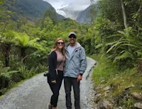 Standing in Franz Josef Glacier on the South Island of New Zealand.