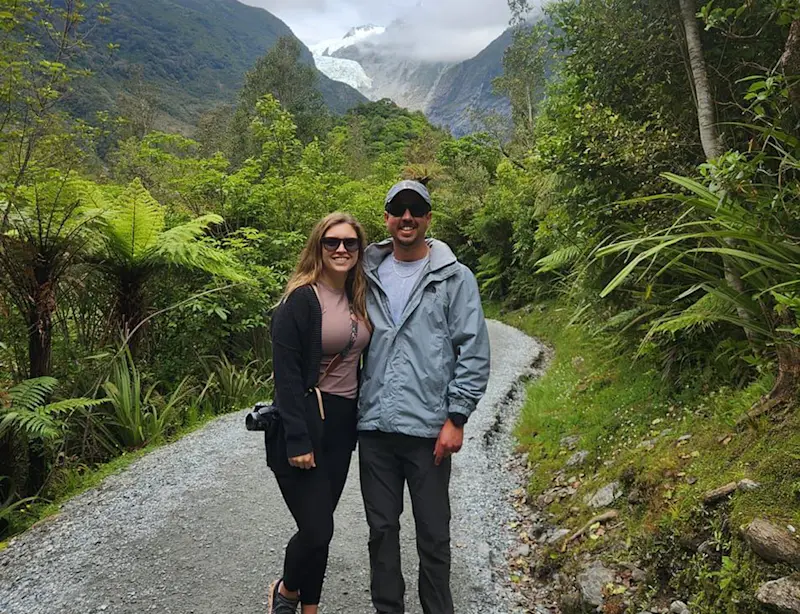 Standing in Franz Josef Glacier on the South Island of New Zealand.