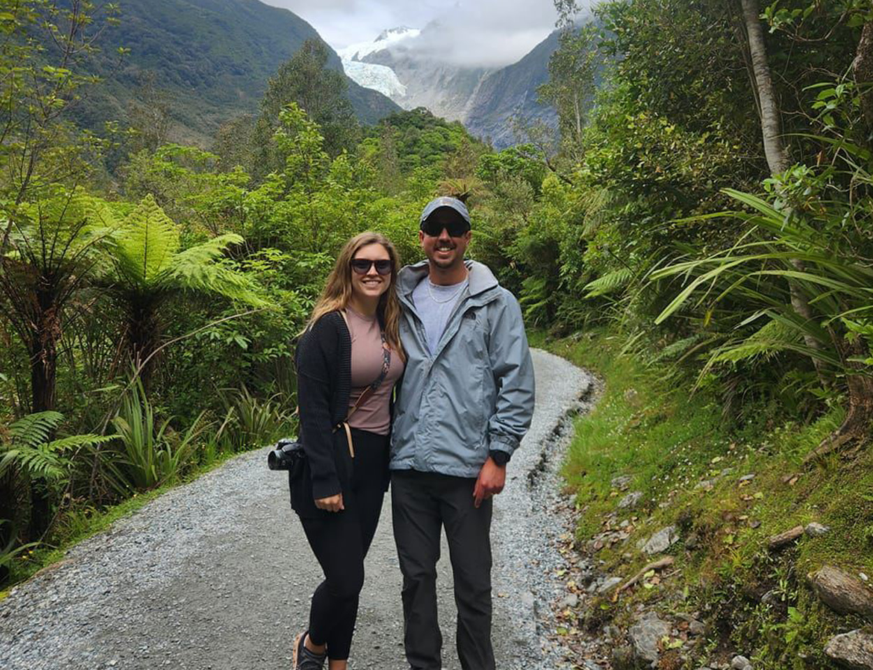 Standing in Franz Josef Glacier on the South Island of New Zealand.
