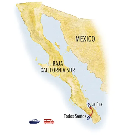 Trip map for Whales, Dolphins & Whale Sharks of Baja