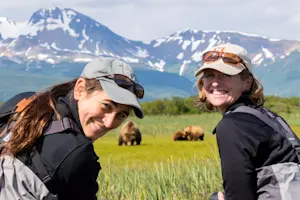 Watching coastal grizzlies in Hallo Bay, Katmai National Park, Alaska. 