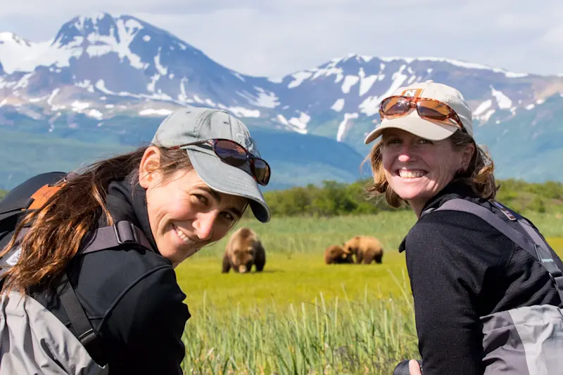Watching coastal grizzlies in Hallo Bay, Katmai National Park, Alaska. 