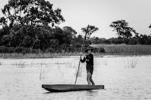 Attempting to steer a mokoro in Botswana. 