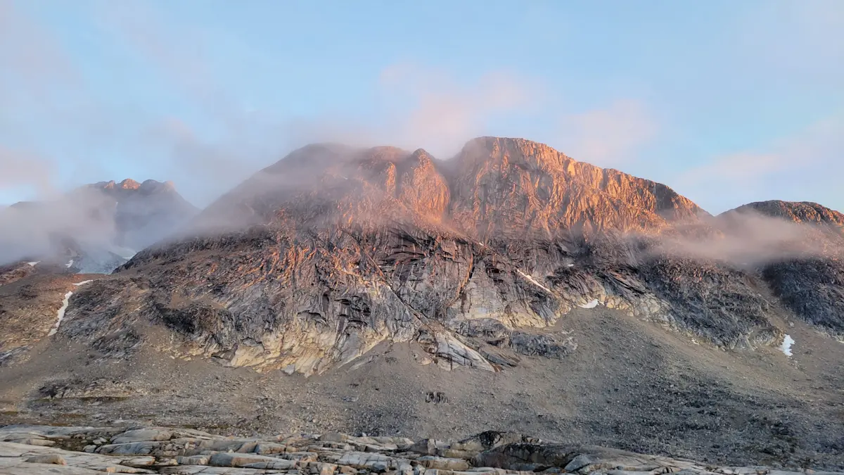 Viewing a beautiful sunset at Base Camp, Greenland.