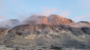 Viewing a beautiful sunset at Base Camp, Greenland.