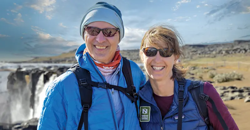 Nat Hab guests at Godafoss waterfall, Iceland.
