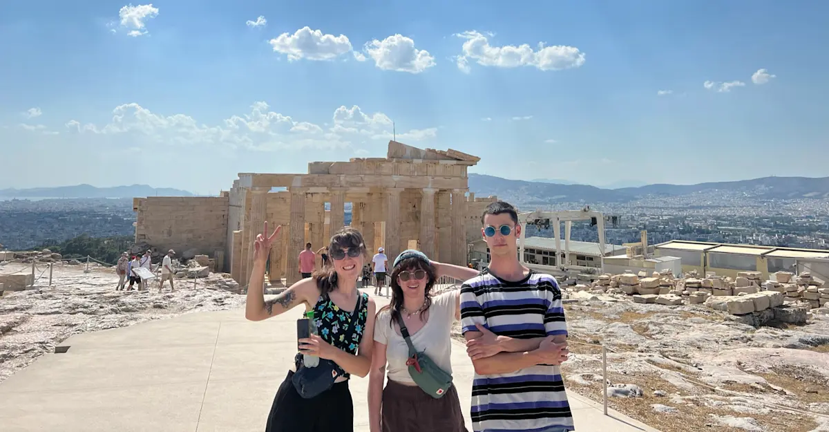 Climbed to the top of the Acropolis ruins in Athens, Greece