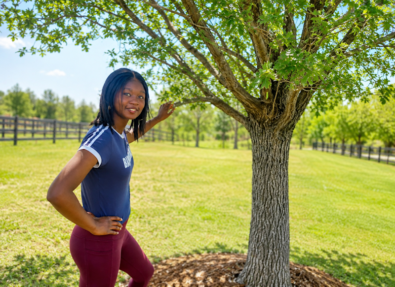 A sunny moment outdoors in Colorado, framed by the shade of a leafy tree.