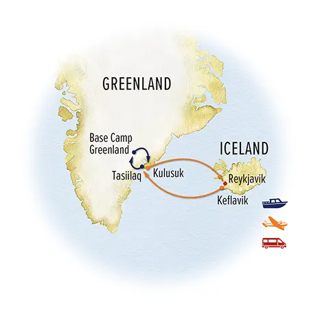 Trip map for East Greenland Arctic Adventure