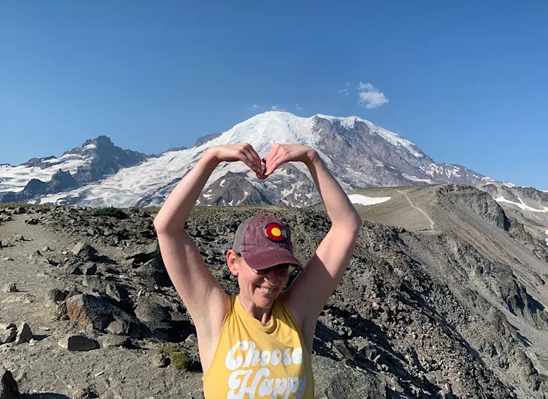Showing Mount Rainier some love while hiking The Burrows Trail in Washington state.